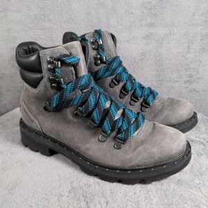 $250 Sorel Lennox Hiker Boots Leather Waterproof Shoes Quarry Womens 7 Gray